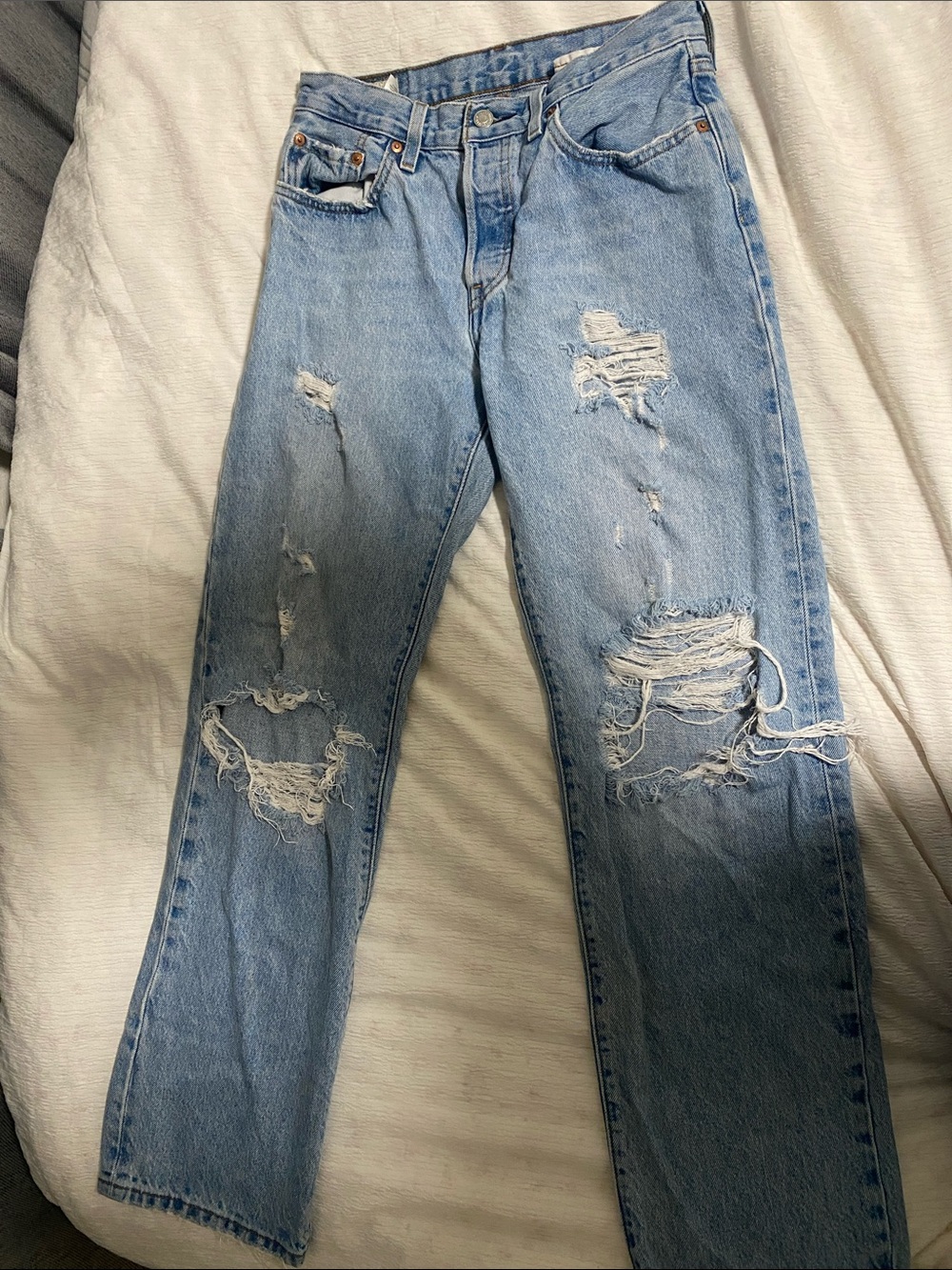 Levi's Light Blue Distressed Boyfriend Jeans